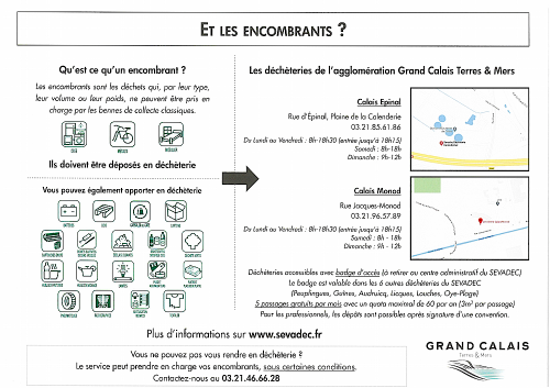 Informations au sujet des encombrants